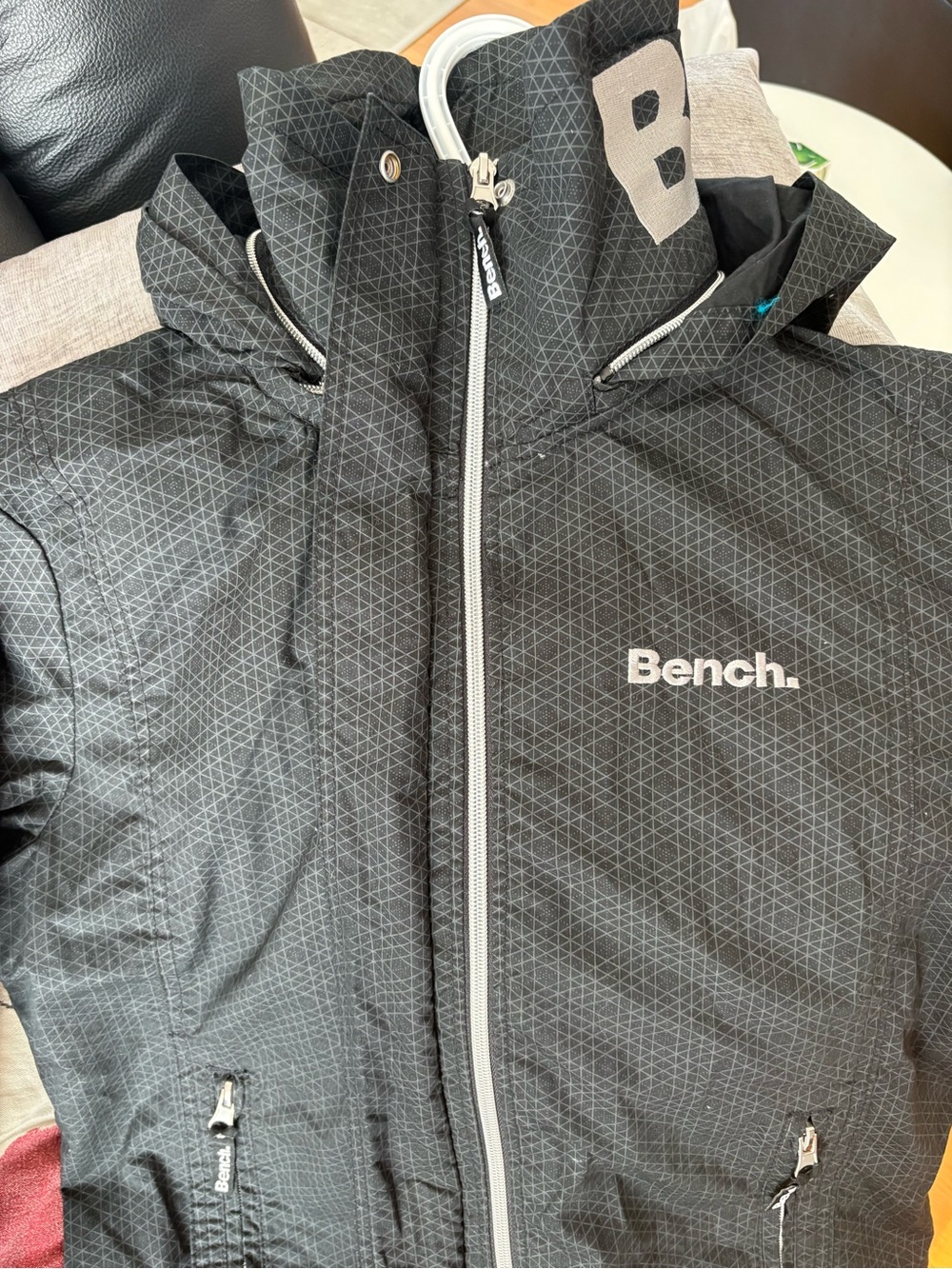 Bench Black Hooded Jacket with White Accents